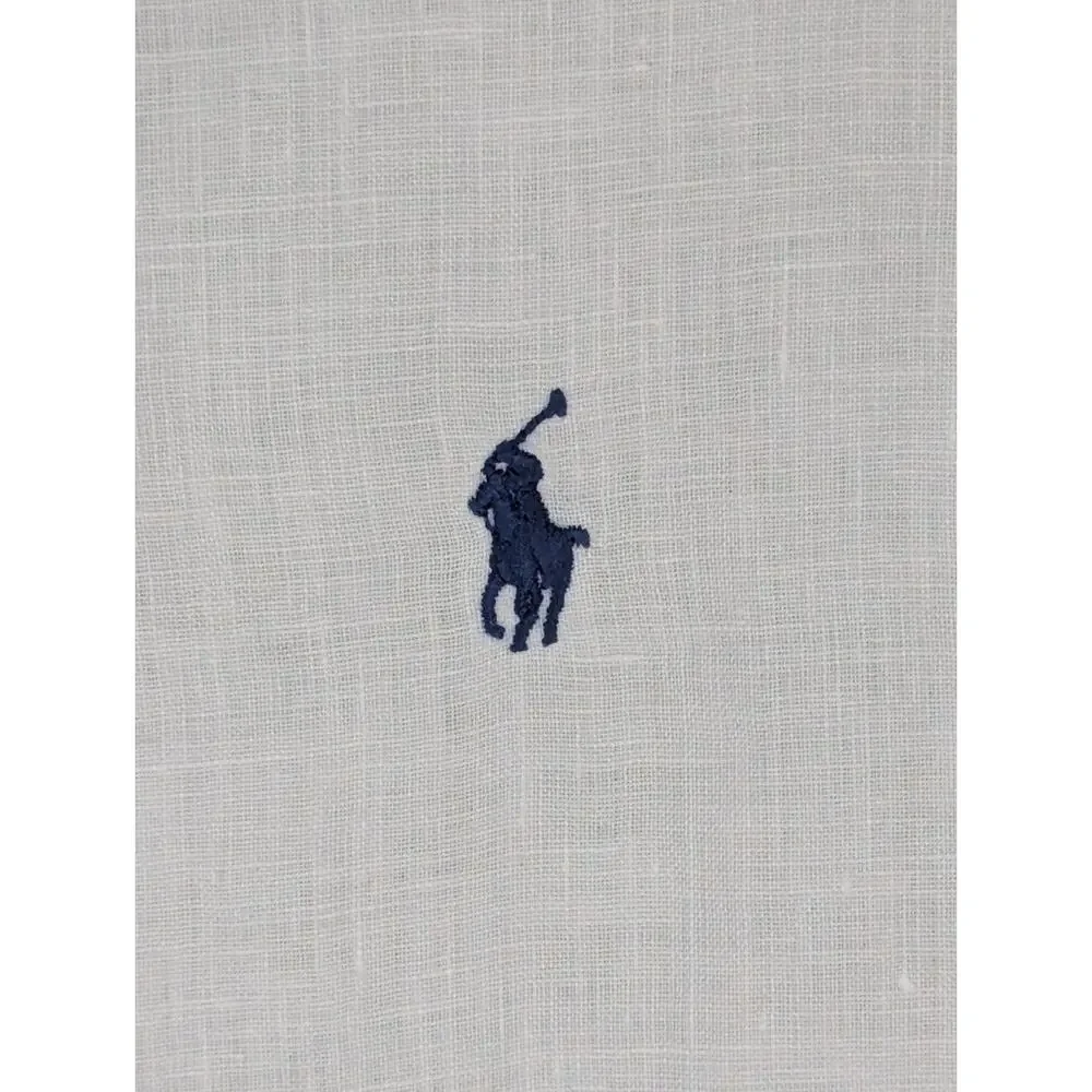 Polo Ralph Lauren Mens XL 100% Linen White Button Up Shirt Long Sleeve